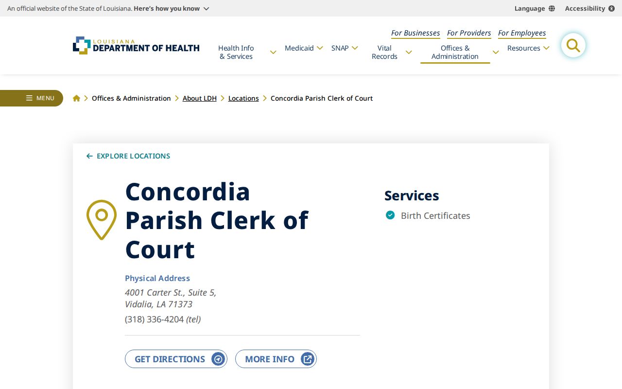 Concordia Parish criminal court cases clerk directory