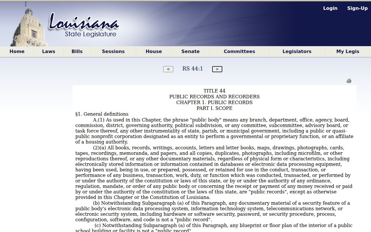 Concordia Parish criminal court cases public records law