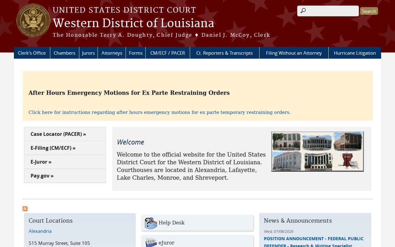 Concordia Parish criminal court cases Western District page