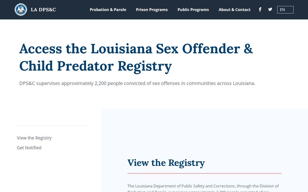 Concordia Parish sex offender check Louisiana registry landing page