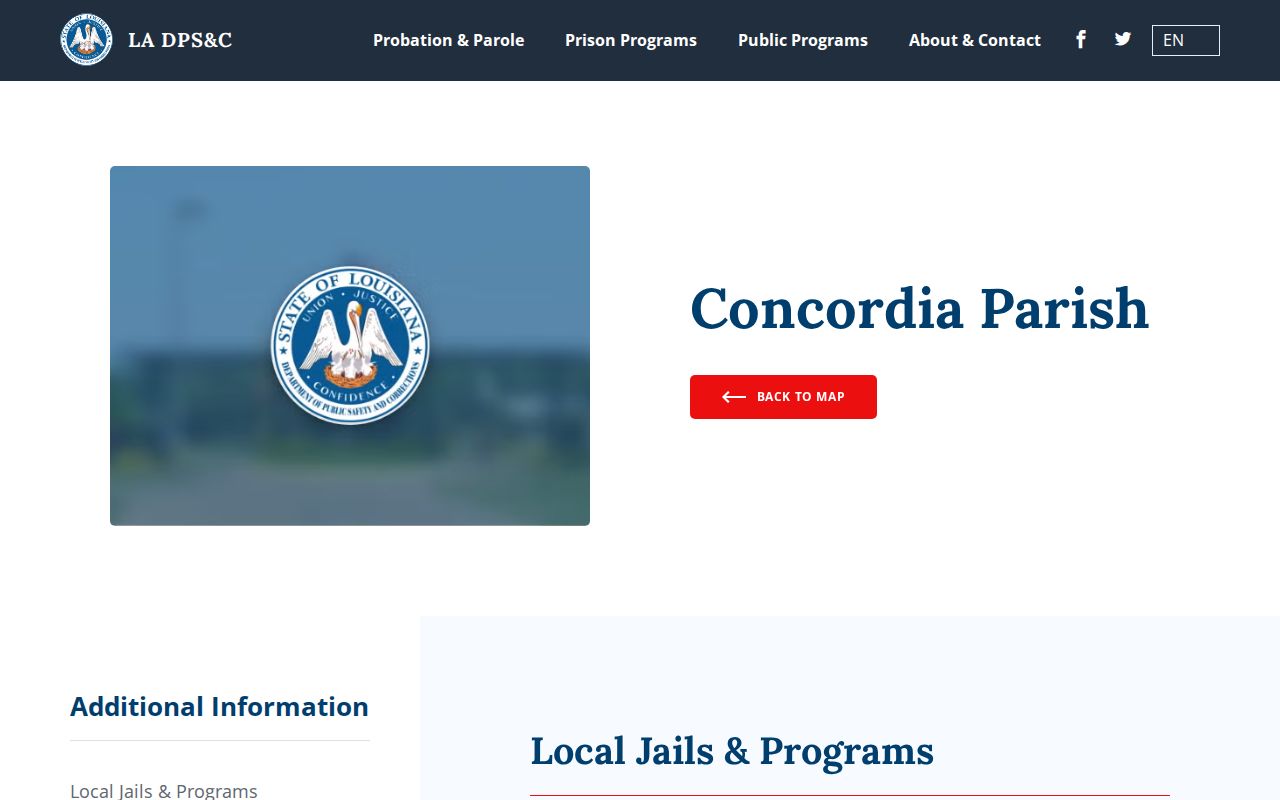 DPS and Corrections Concordia Parish criminal history facilities directory