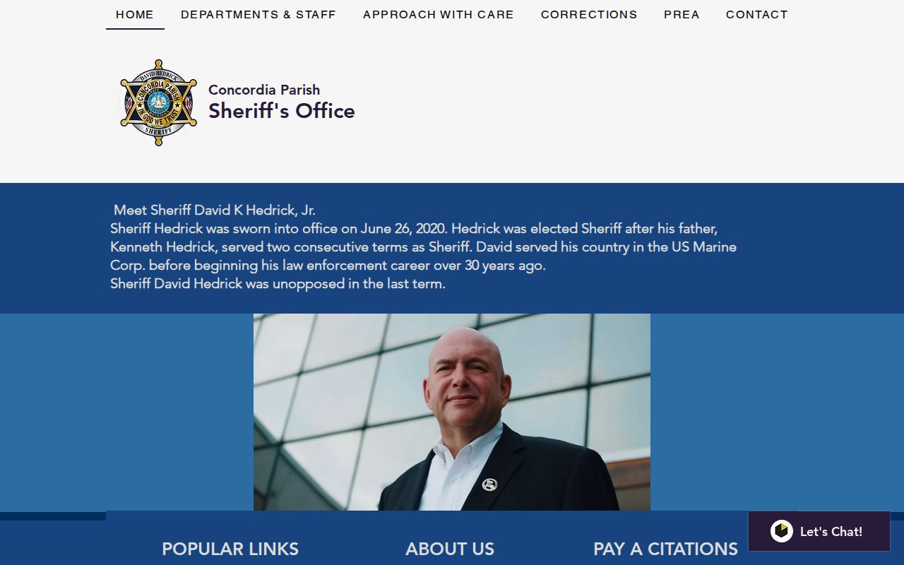 Concordia Parish Sheriff criminal history and custody records channel
