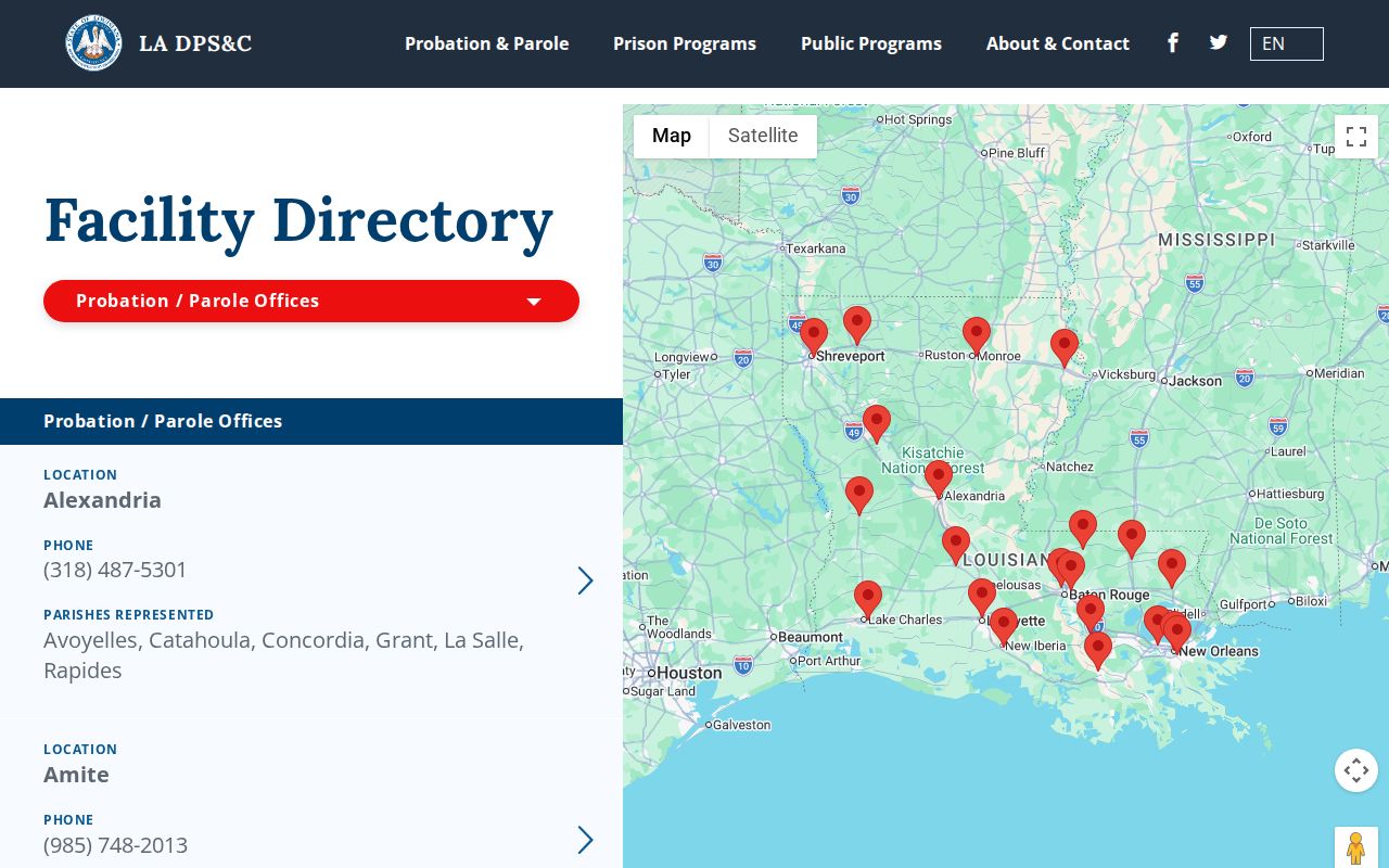Concordia Parish Ridgecrest criminal records probation and parole offices