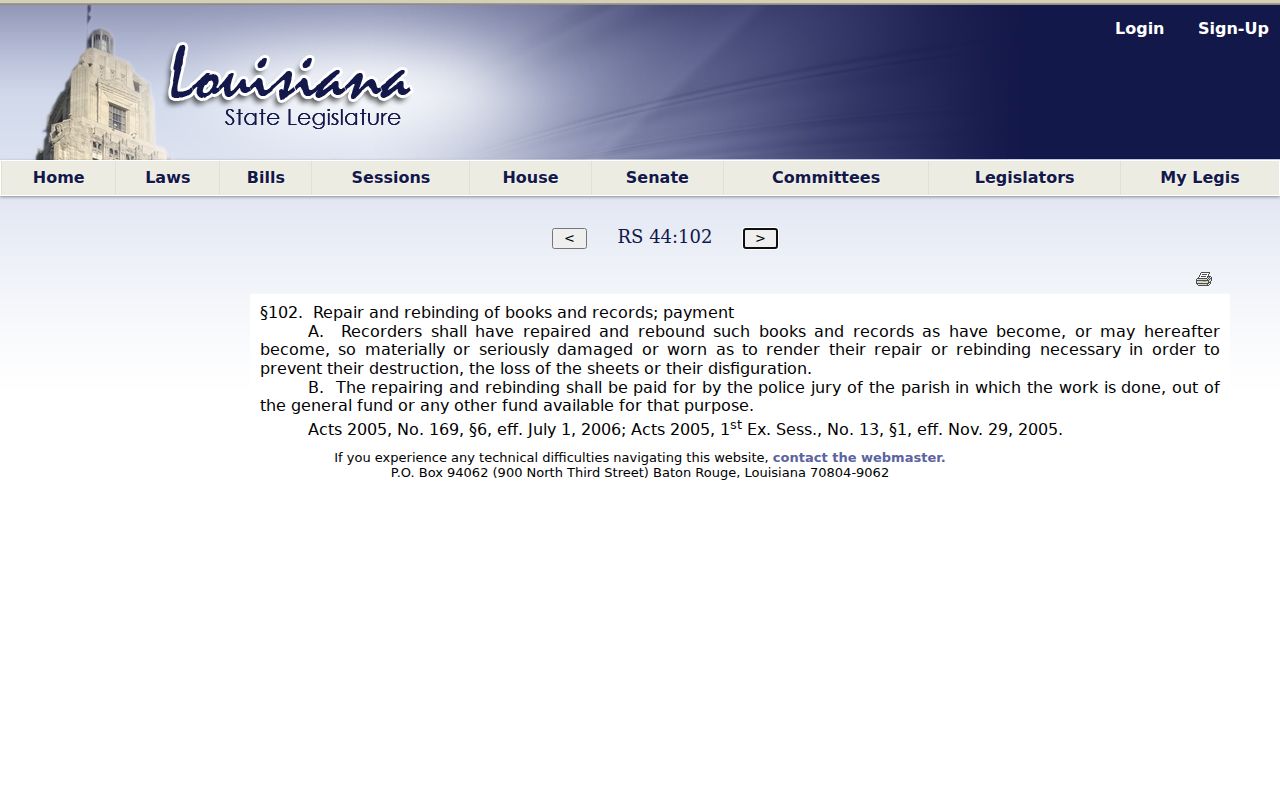 Concordia Parish Vidalia criminal records custodian law